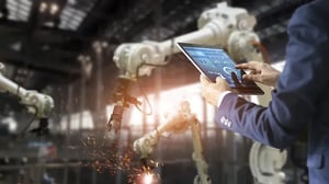 Industrial engineer using tablet